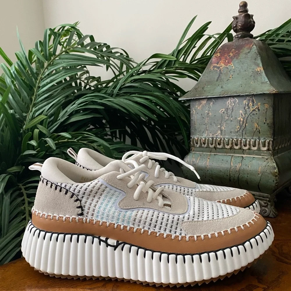 Cozzy Girl Coachel Women’s Woven Knit Chunky Wedge Platform Fashion Sneakers